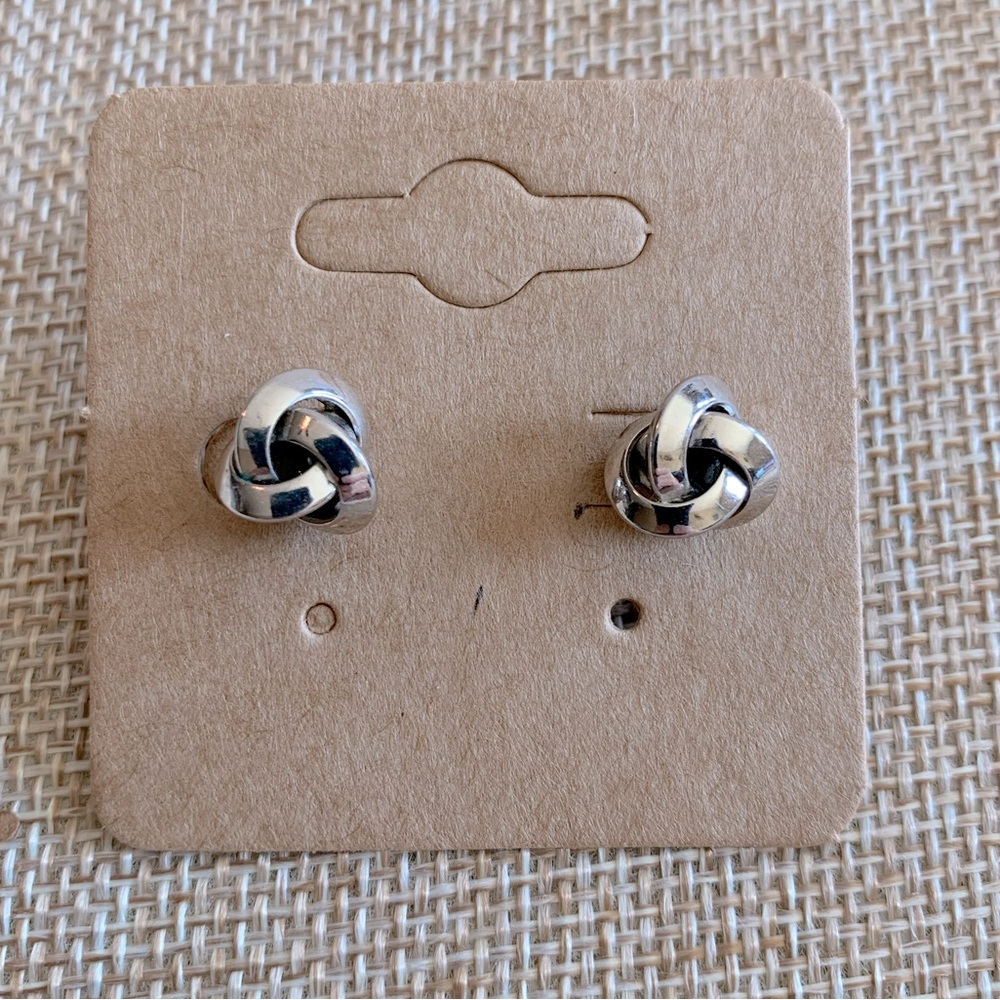 Monet Vintage Silver Tone Love Knot Stud Earrings